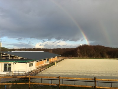 Reitanlage Ansicht mit Aussenreitplatz